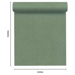 GoodHome Papier peint vinyle intissé uni aspect tissu vert L.1005 x l.53cm , Mythe- Papier Peint