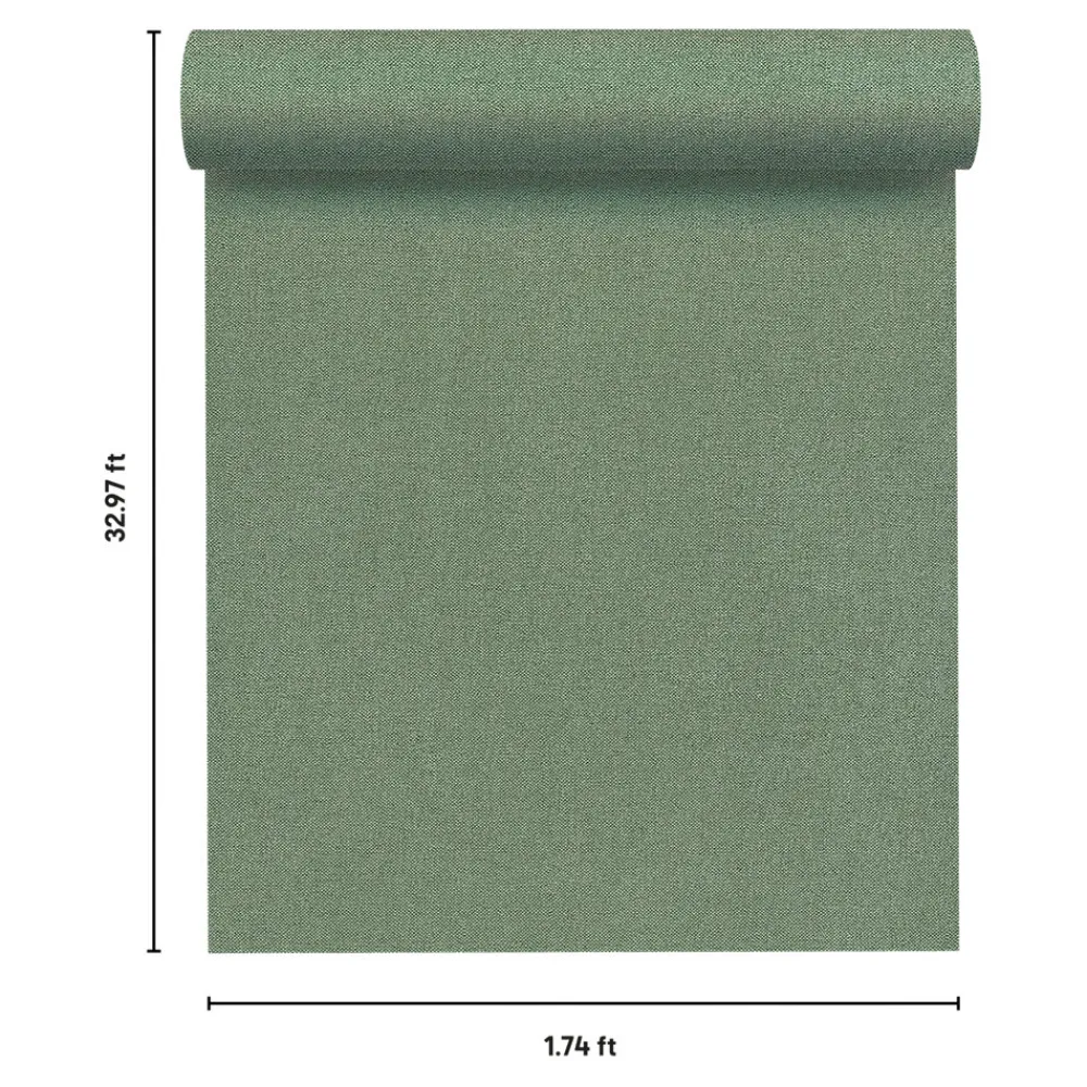 GoodHome Papier peint vinyle intissé uni aspect tissu vert L.1005 x l.53cm , Mythe- Papier Peint