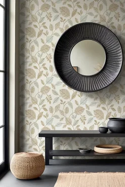 Rasch Papier peint vinyle intissé feuillage marron, bleu L.1001 x l.53cm , Colette- Papier Peint