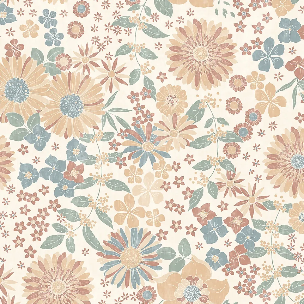 Ugepa Papier Peint<Papier peint vinyle intissé fleuri petites fleurs vert, orange L. 1005 x l. 53cm