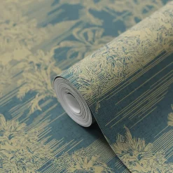 GoodHome Papier peint Vinyle Intissé Augie ble- Papier Peint