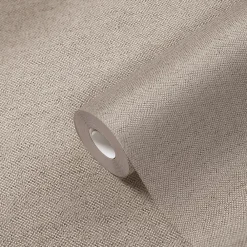 GoodHome Papier peint vinyle intissé uni aspect tissu beige L.1005 x l.53cm , Mythe- Papier Peint