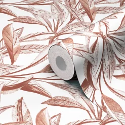 GoodHome Papier Peint<Papier peint vinyle intissé Cicillo feuillage terracotta L.1000 x l.53cm