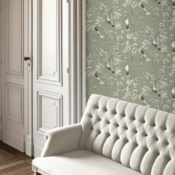 GoodHome Papier peint Vinyle Intissé Osum vert sauge- Papier Peint