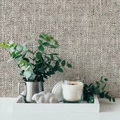GoodHome Papier peint vinyle sur intissé Coutu contemporain beige l.53 x H.1005 cm- Papier Peint