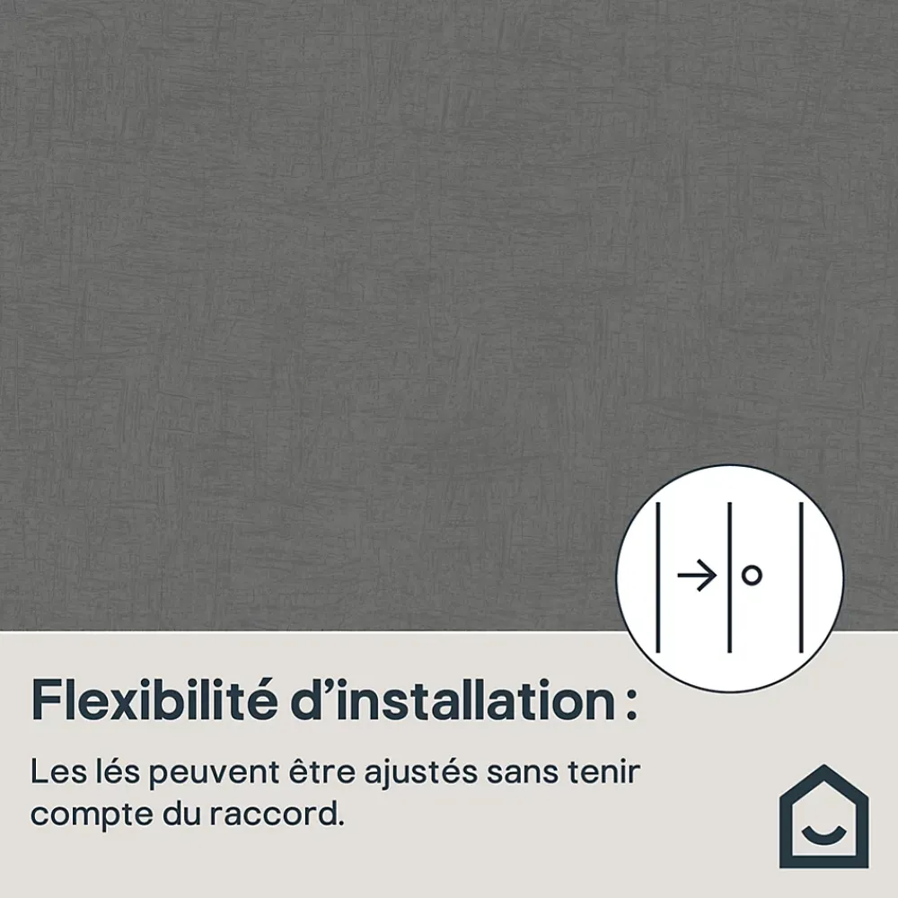 GoodHome Papier Peint<Papier peint vinyle sur intissé Moivre gris anthracite