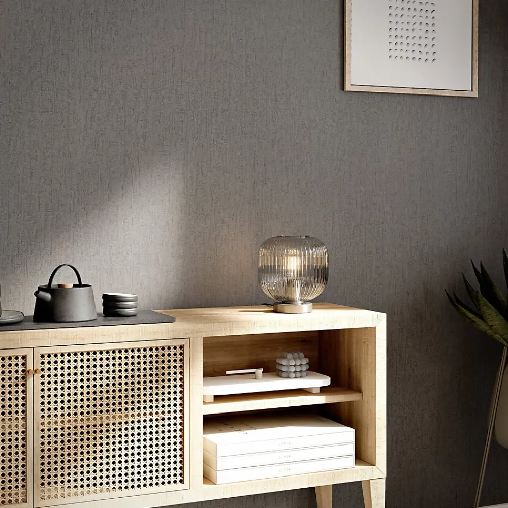 GoodHome Papier Peint<Papier peint vinyle sur intissé Moivre gris anthracite