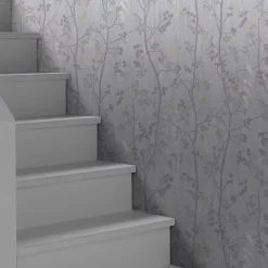 GoodHome Papier peint vinyle sur intissé Bromus crème- Papier Peint