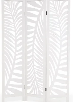 Giantex Cloison Amovible<Paravent Interieur 121 x 170 cm, Motifs Feuille, Separateur de Pieces pour Chambre à Coucher, Balcon, Blanc