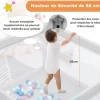 Giantex Parc Bébé 10 Mois à 6 Ans Parc Bebe en maille avec Balles Centre activités de Parc Enfant Gris- Barrière De Sécurité