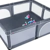 Giantex Barrière De Sécurité<Parc Bébé 10 Mois à 6 Ans Parc Bebe en maille avec Balles et 4 Anneaux Centre activités de Parc Enfant Gris Fonce
