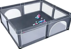 Giantex Barrière De Sécurité<Parc Bébé 10 Mois à 6 Ans Parc Bebe en maille avec Balles et 4 Anneaux Centre activités de Parc Enfant Gris Fonce