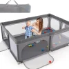 Giantex Barrière De Sécurité<Parc Bébé avec 50 Boules Océaniques et Grande Porte à Fermeture Éclair, Sac Portable, Aire de Jeu 206 x 147 x 68,5CM, Gris
