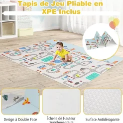 Giantex Barrière De Sécurité<Parc Bébé avec Tapi Grand Parc Bébé avec 4 Anneaux de Traction 50 Balles Océaniques Sac de Transport Parc en Maille Gris