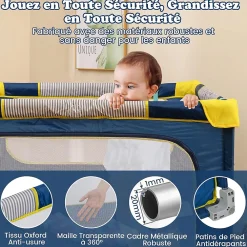 Giantex Barrière De Sécurité<Parc Bebe Pliable 127x127cm, Parc Enfant Modulable avec 50 Balles Océaniques, 4 Poignées, Maille Respirante, Bleu