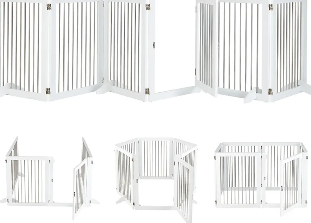 Giantex Barrière De Sécurité<Parc Pliable pour Animaux de Compagnie, Enclos pour Chien avec 6 Panneaux en Bois et en Tube d'Acier Inoxydable