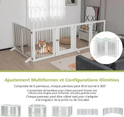 Giantex Barrière De Sécurité<Parc Pliable pour Animaux de Compagnie, Enclos pour Chien avec 6 Panneaux en Bois et en Tube d'Acier Inoxydable