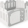Giantex Parc pour Chiots 7 Panneaux 1 Porte en Plastique, pour Petits Chiens Et Chats, 155 x 155 x 60 CM, Beige- Barrière De Sécurité