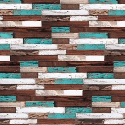 Decoon Parement bois de bateau recyclé 0,98 m2 brun et turquoise- Plaquette De Parement|Plaquette De Parement