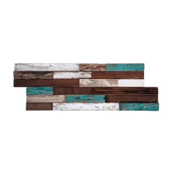 Decoon Parement bois de bateau recyclé 0,98 m2 brun et turquoise- Plaquette De Parement|Plaquette De Parement