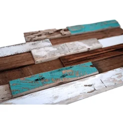 Decoon Parement bois de bateau recyclé 0,98 m2 brun et turquoise- Plaquette De Parement|Plaquette De Parement