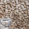 Wanda Collection Parement mosaïque en teck recyclé naturel carré irrégulier 30cm x30cm- Plaquette De Parement|Plaquette De Parement