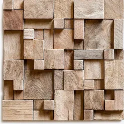 Wanda Collection Parement mosaïque en teck recyclé naturel carré irrégulier 30cm x30cm- Plaquette De Parement|Plaquette De Parement