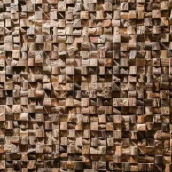 Wanda Collection Parement mosaïque en teck recyclé naturel carré 20cm x 55cm- Plaquette De Parement|Plaquette De Parement