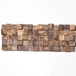 Wanda Collection Parement mosaïque en teck recyclé naturel carré 20cm x 55cm- Plaquette De Parement|Plaquette De Parement