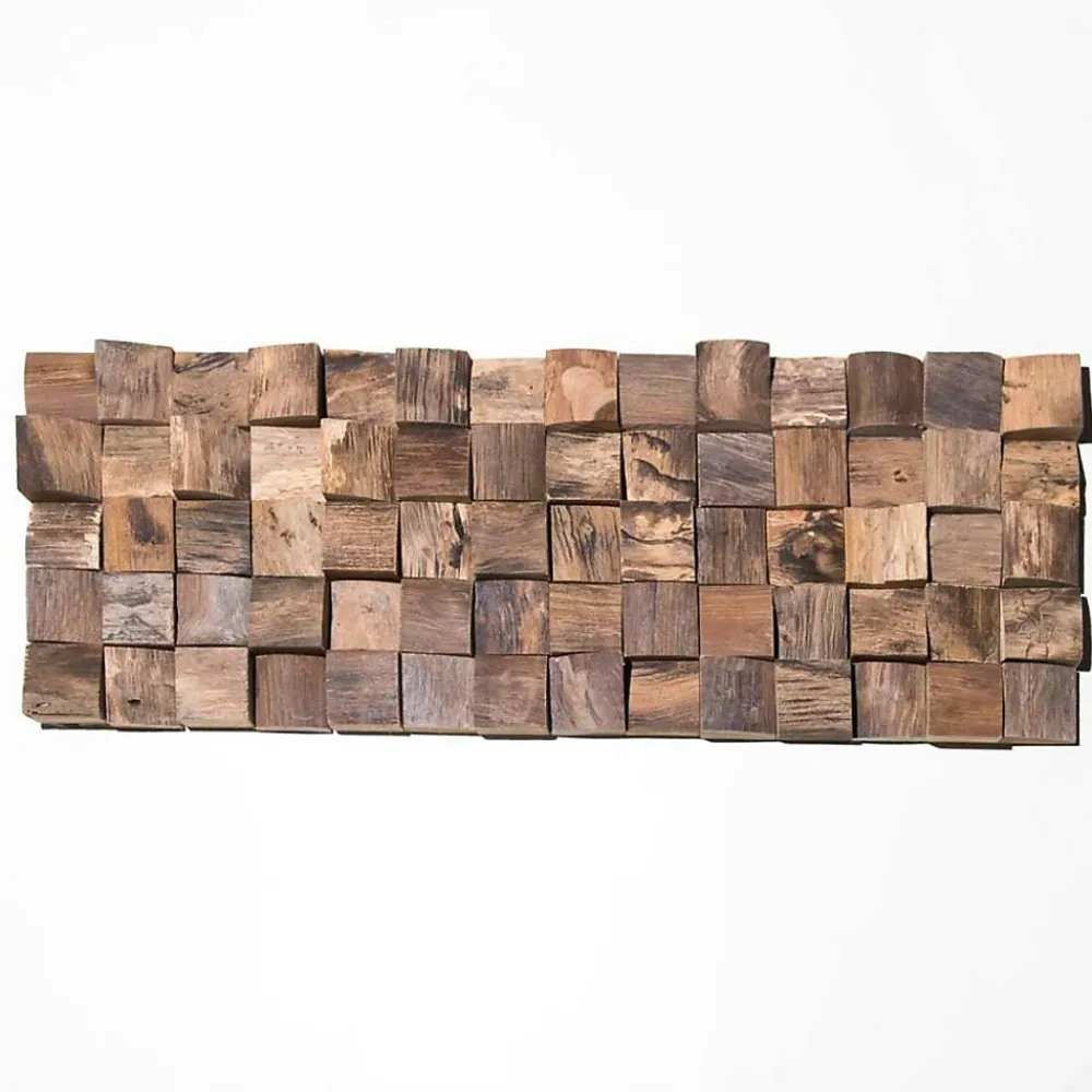 Wanda Collection Parement mosaïque en teck recyclé naturel carré 20cm x 55cm- Plaquette De Parement|Plaquette De Parement