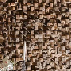 Wanda Collection Parement mosaïque en teck recyclé naturel carré 20cm x 55cm- Plaquette De Parement|Plaquette De Parement