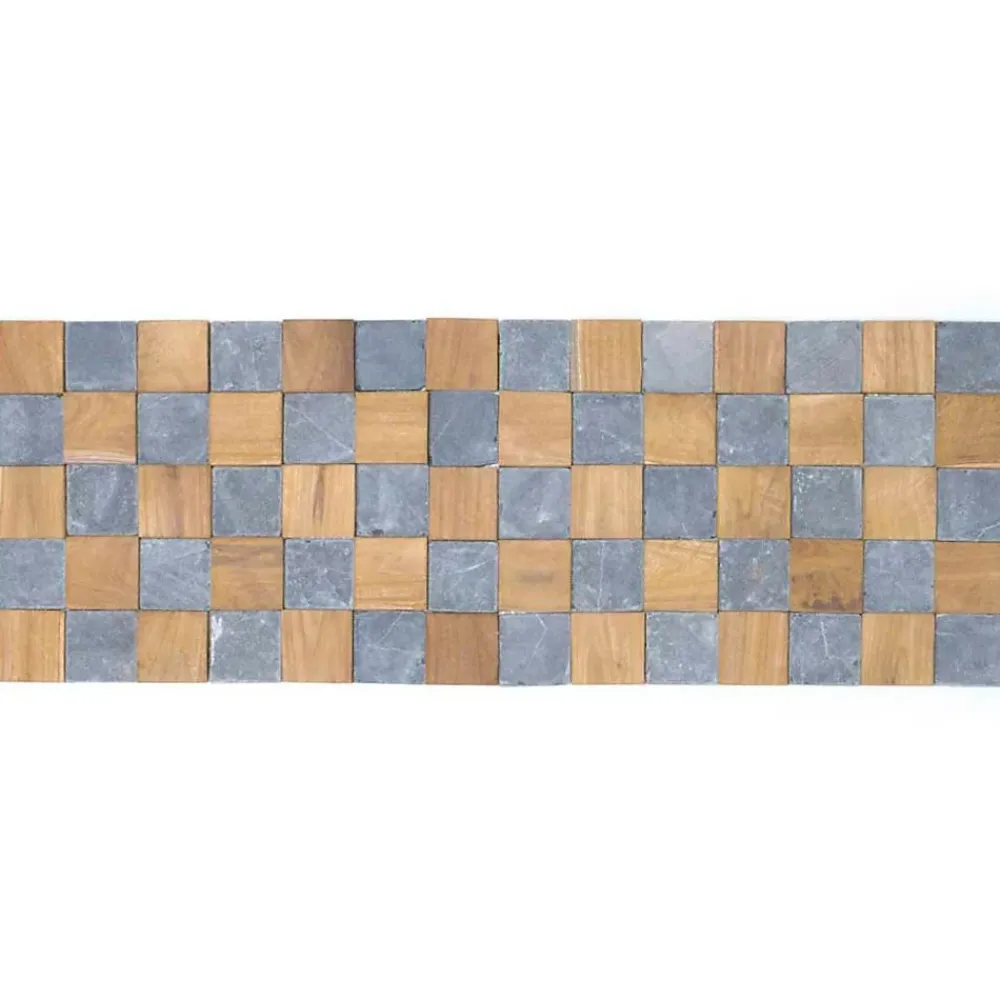 Wanda Collection Parement mural carrés pierre et teck gris 55x20 cm- Plaquette De Parement|Plaquette De Parement