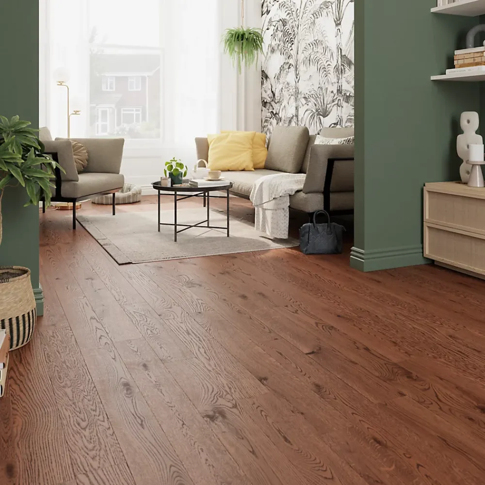 GoodHome Parquet contrecollé clipsable Skara M en chêne verni brun rustique- Parquet Contrecollé|Voir Tous Les Parquets