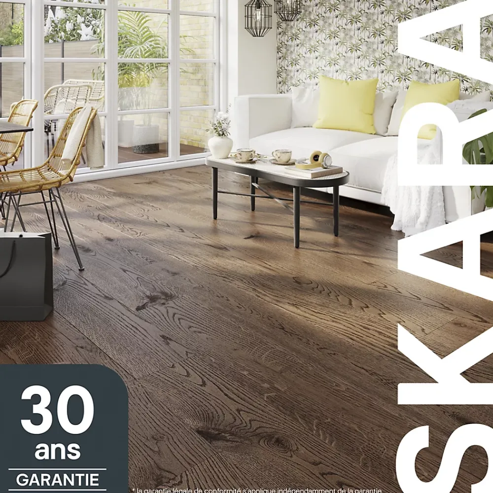GoodHome Parquet contrecollé clipsable Skara XXL en chêne huilé brun rustique- Parquet Contrecollé|Voir Tous Les Parquets