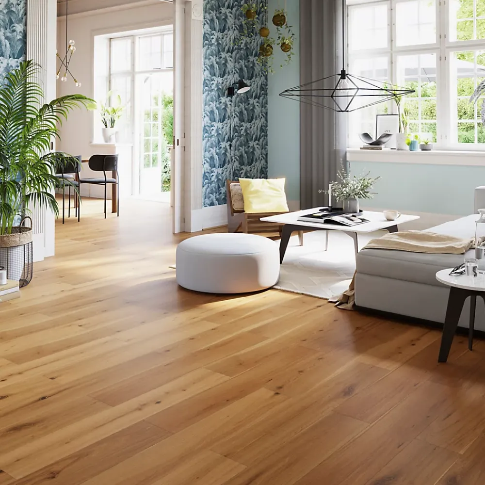 GoodHome Parquet Contrecollé|Voir Tous Les Parquets<Parquet contrecollé clipsable Visby XL en chêne verni blond rustique