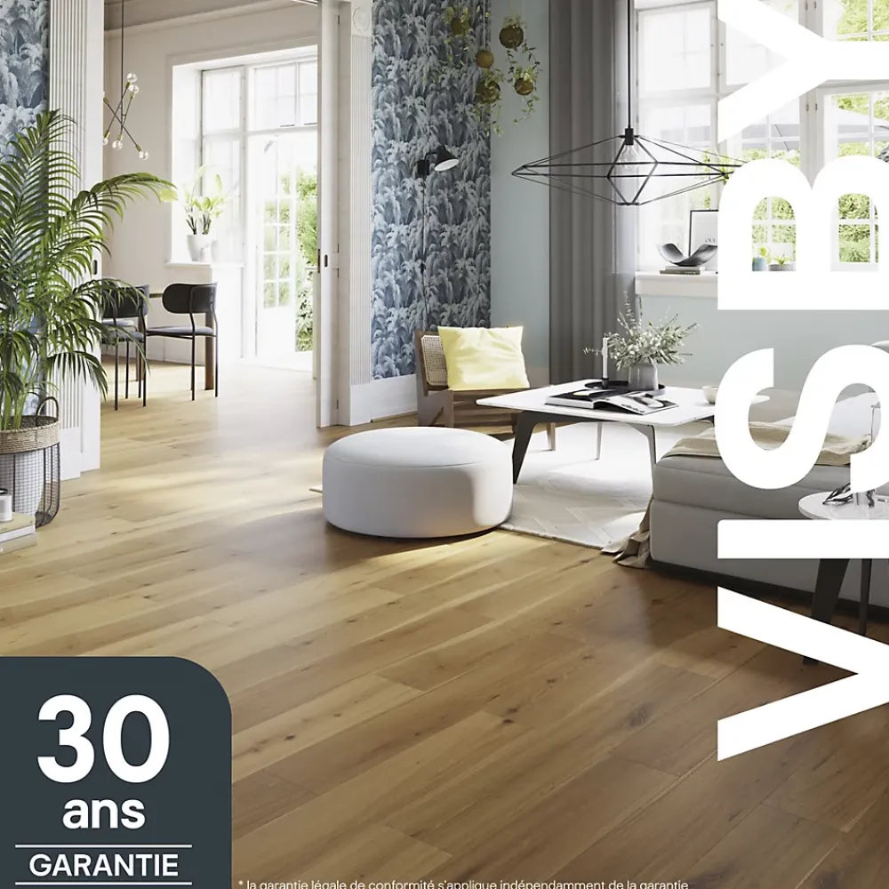 GoodHome Parquet Contrecollé|Voir Tous Les Parquets<Parquet contrecollé clipsable Visby XL en chêne verni blond rustique