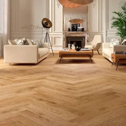 GoodHome Parquet contrecollé clipsable Marigny bâtons rompus en chêne français verni blond- Parquet Chevron|Voir Tous Les Parquets
