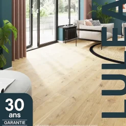 GoodHome Parquet contrecollé clipsable Lulea XL en chêne vernis naturel rustique- Parquet Contrecollé|Voir Tous Les Parquets