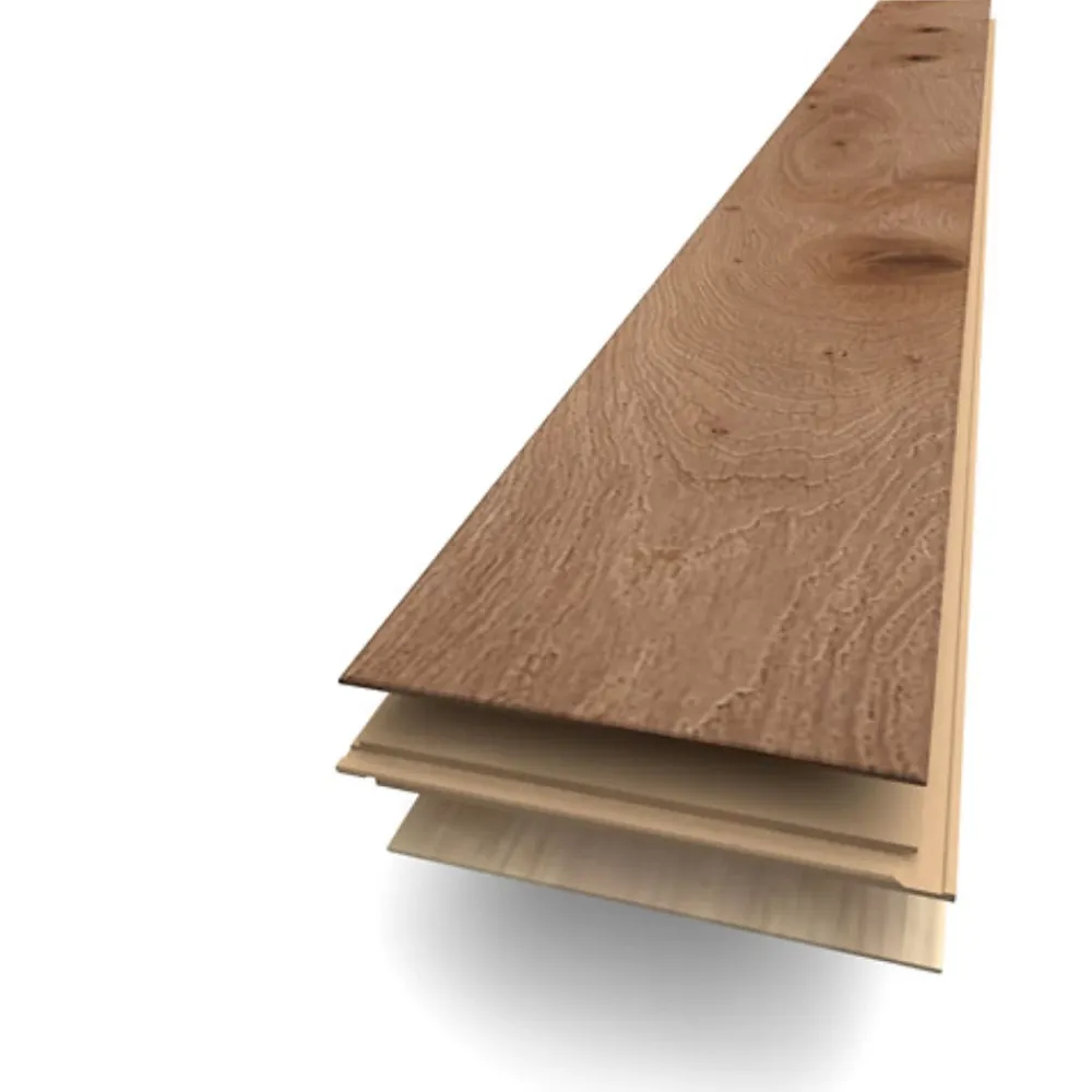 Parquet contrecollé clipsable en chêne marron mat l.18,4 x L.121 cm x ép.14 mm- Parquet Contrecollé|Voir Tous Les Parquets