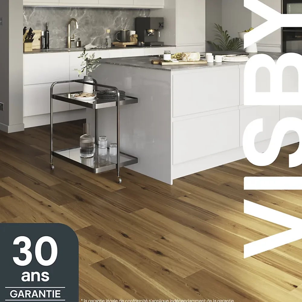 GoodHome Parquet Contrecollé|Voir Tous Les Parquets<Parquet contrecollé clipsable Visby L en chêne huilé blond compatible pièces humides