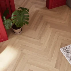 GoodHome Parquet Contrecollé|Parquet Chevron<Parquet contrecollé clipsable Lulea bâtons rompus en chêne huilé coloris naturel