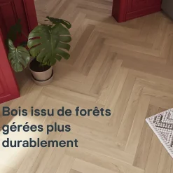 GoodHome Parquet Contrecollé|Parquet Chevron<Parquet contrecollé clipsable Lulea bâtons rompus en chêne huilé coloris naturel