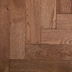 GoodHome Parquet contrecollé clipsable Skara bâtons rompus en chêne huilé brun rustique- Parquet Chevron|Parquet Contrecollé