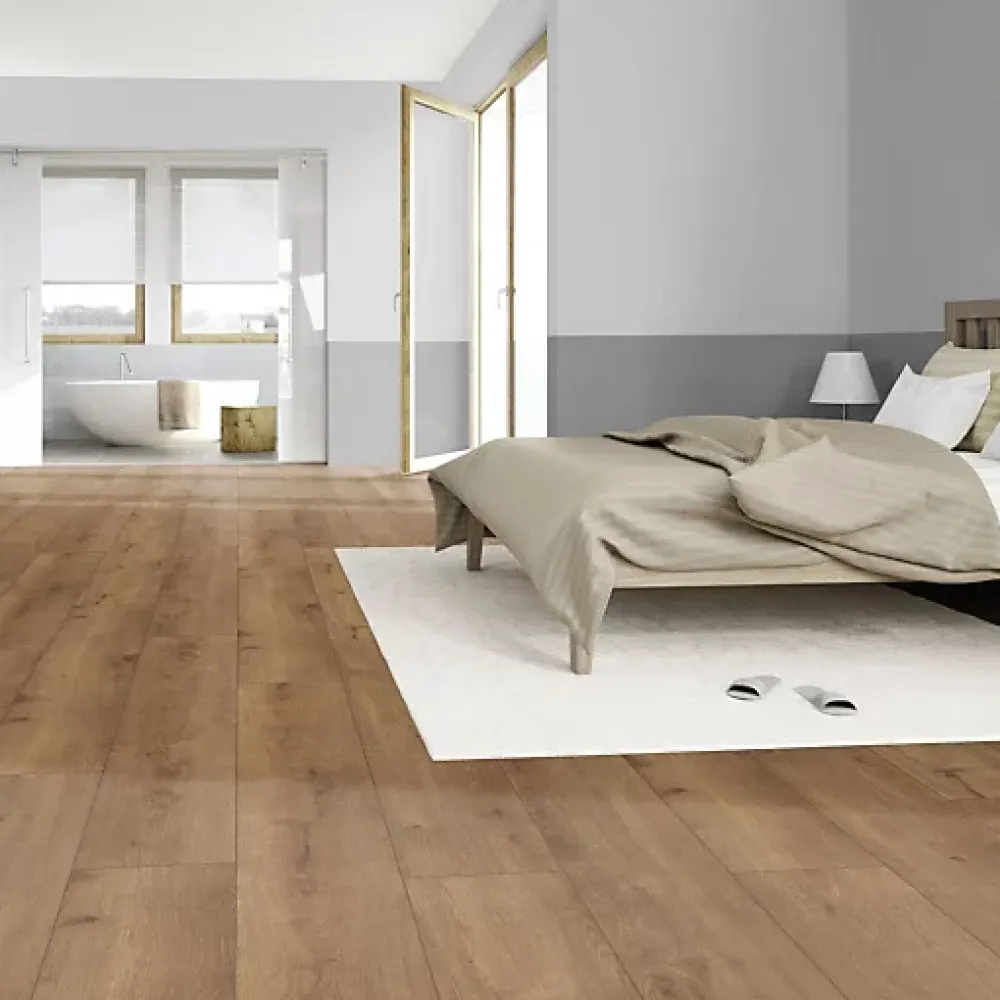 Décoweb Parquet flottant Stratifié - Cuisine et salle de bain - Lames larges - Chêne Capri - Paquet de 1,962 m²- Sol Stratifié