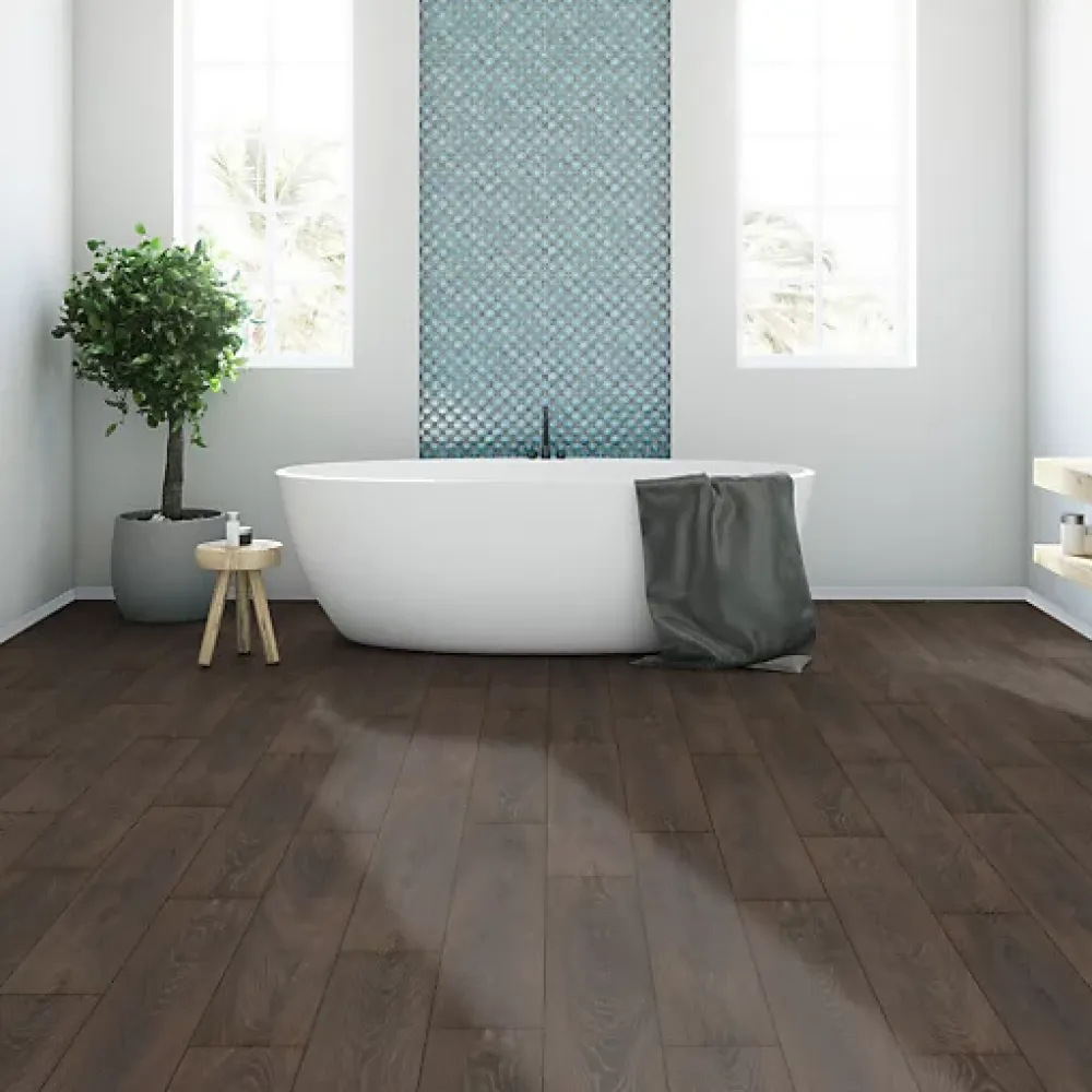 Décoweb Parquet flottant Stratifié - Cuisine et salle de bain - Lames larges - Chêne Cocoa - Paquet de 1,507 m²- Sol Stratifié