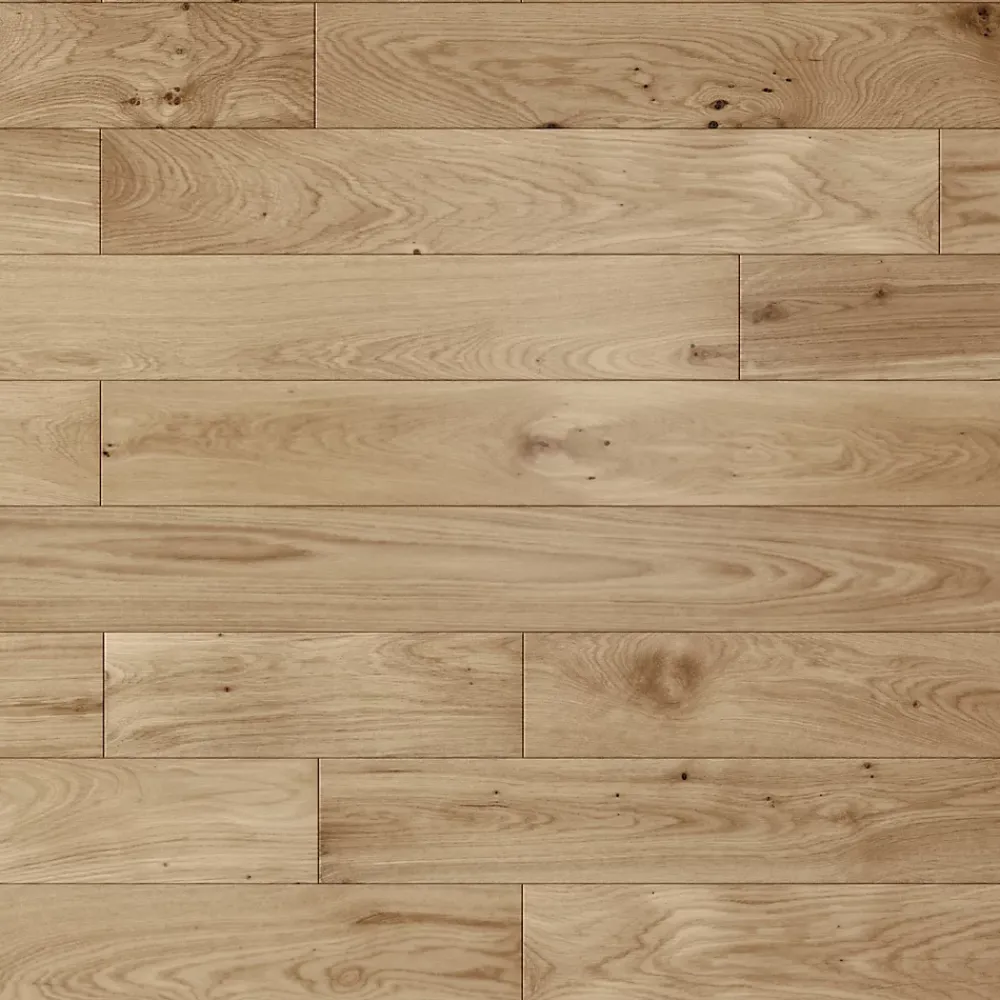 GoodHome Parquet massif à clipser Lulea M en chêne verni naturel- Voir Tous Les Parquets|Parquet Massif