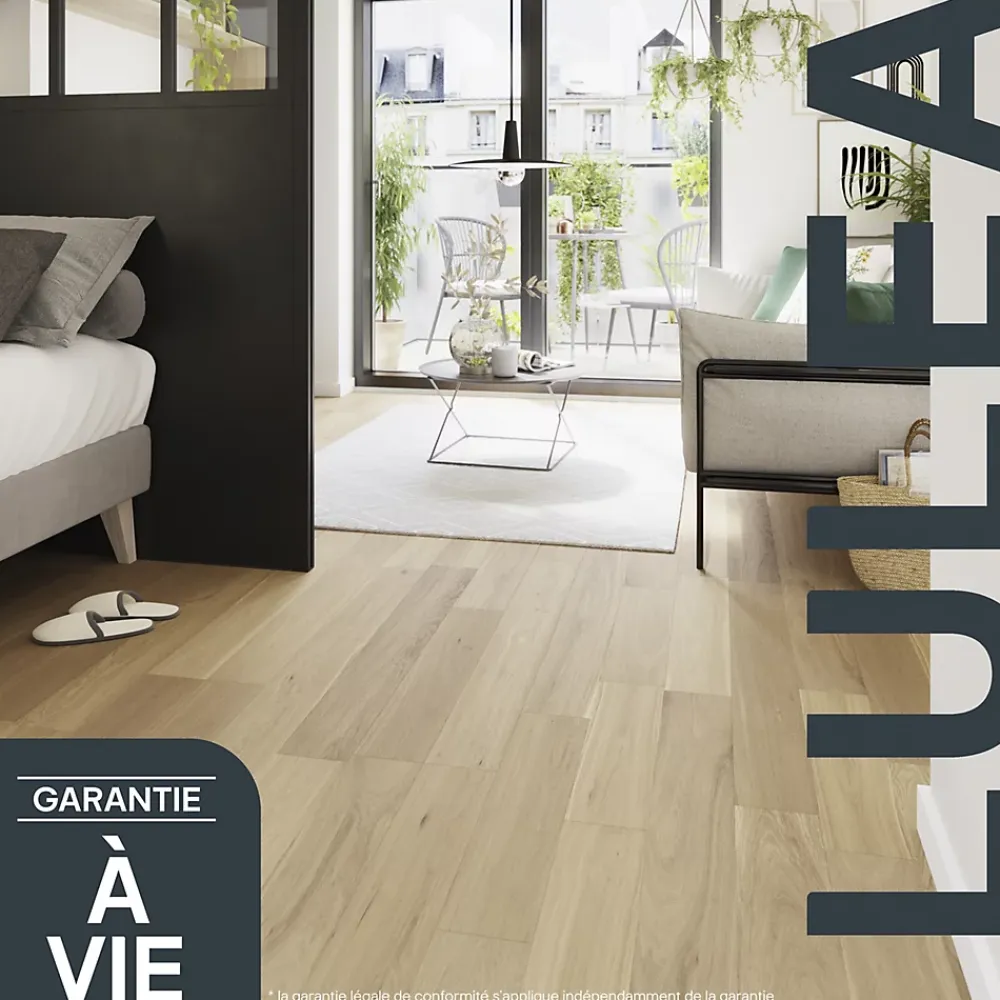 GoodHome Parquet massif à clipser Lulea M en chêne verni naturel- Voir Tous Les Parquets|Parquet Massif