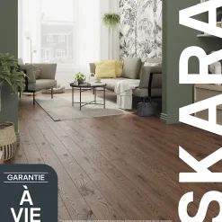 GoodHome Parquet Massif|Voir Tous Les Parquets<Parquet massif à clipser Skara M en chêne huilé brun