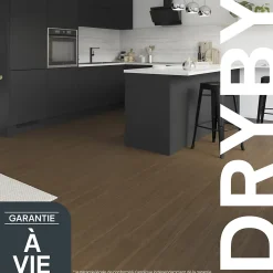 GoodHome Parquet massif à coller Dryby M en frêne huilé brun compatible pièces humides- Parquet Massif|Voir Tous Les Parquets