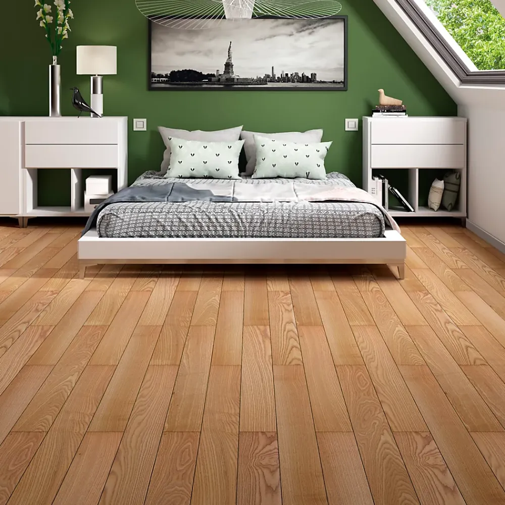GoodHome Parquet massif à coller Dryby M en frêne huilé blond compatible pièces humides- Parquet Massif|Voir Tous Les Parquets